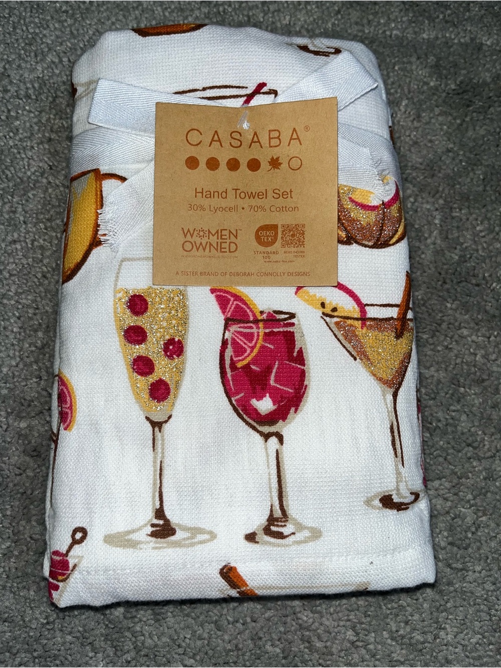 NWT CASABA “ Cocktail Hour” Towels-Set of 2